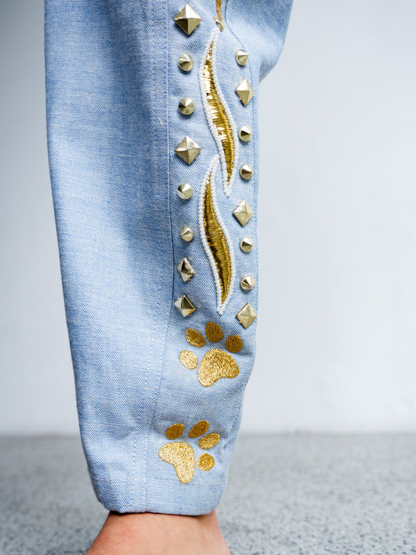 Baggy Jean with Studded Panels